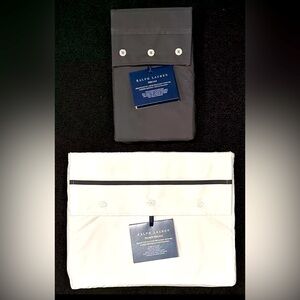 NEW $300 RALPH LAUREN HOME QUEEN FLAT SHEET + PILLOWCASES 3P SHEET SET LOFT GRAY